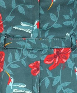 Collectif Kiana Hummingbird Eden 50's Pencil Dress Teal