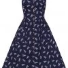 New In Collectif Kimberly Lobster 50's Swing Dress Navy