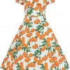 New In Collectif Dolores Oranges And Stripes 50's Swing Dress Multi
