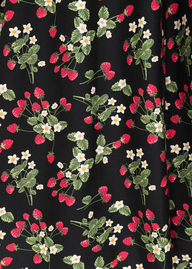 New In Collectif Demira Wild Strawberries 50's Swing Dress Black