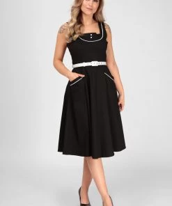 New In Collectif Kinsley Sailor 60's Swing Dress Black