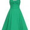 New In Collectif Opal Banana Trim 50's Swing Dress Green