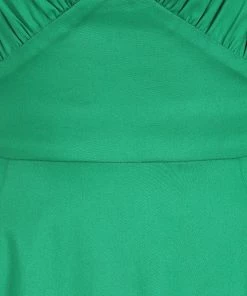 New In Collectif Opal Banana Trim 50's Swing Dress Green