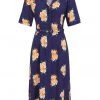 Collectif Alberta Spring Floral 40's Dress Navy
