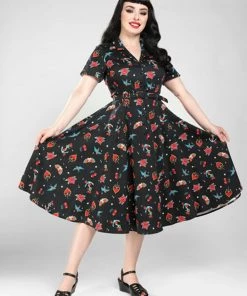 New In Collectif Caterina Old School 50's Swing Dress Black
