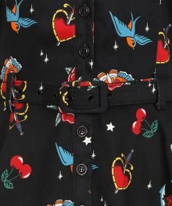 New In Collectif Caterina Old School 50's Swing Dress Black