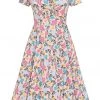 Collectif Maria Floral Whimsy 50's Swing Dress Pink