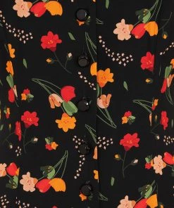 New In Collectif Riley Ditsy Tulip Bloom 40's Dress Black