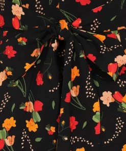 New In Collectif Riley Ditsy Tulip Bloom 40's Dress Black
