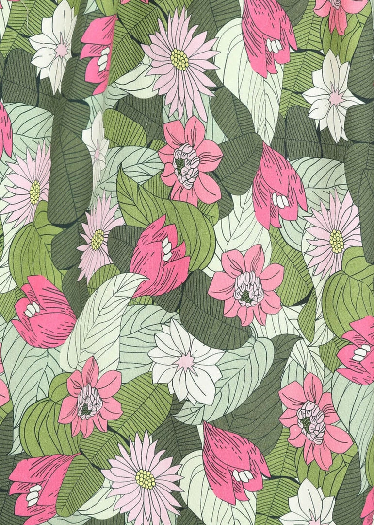 New In Collectif Candice Palm Blush Floral 50's Swing Dress Green