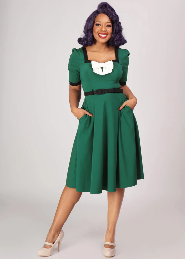 New In Collectif Sadie 50's Swing Dress Green