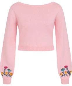 Collectif Rosy Bow Back 40's Jumper Pink