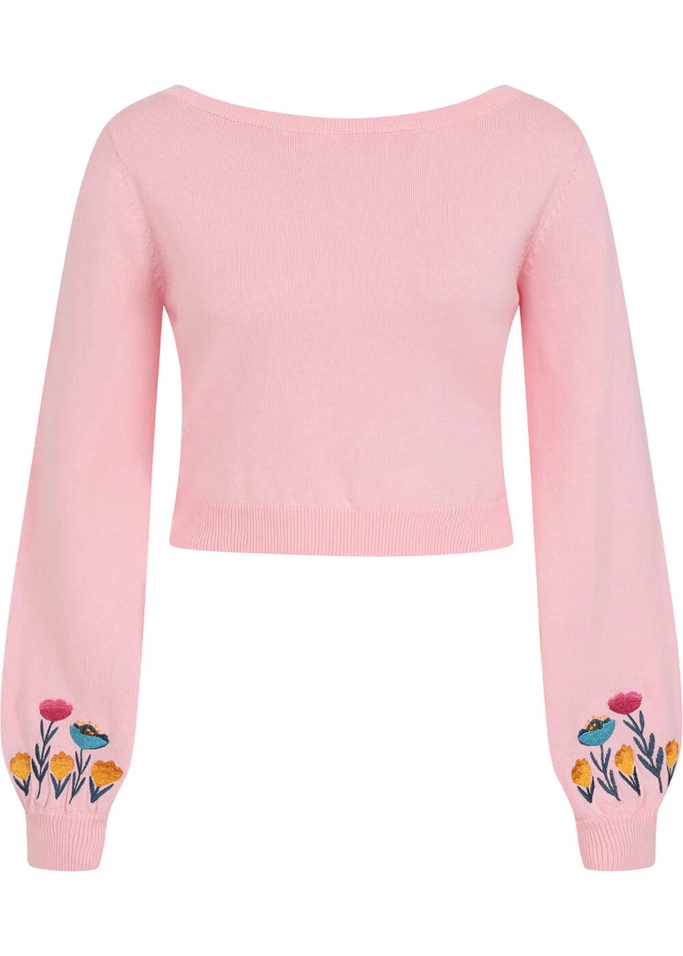 Collectif Rosy Bow Back 40's Jumper Pink