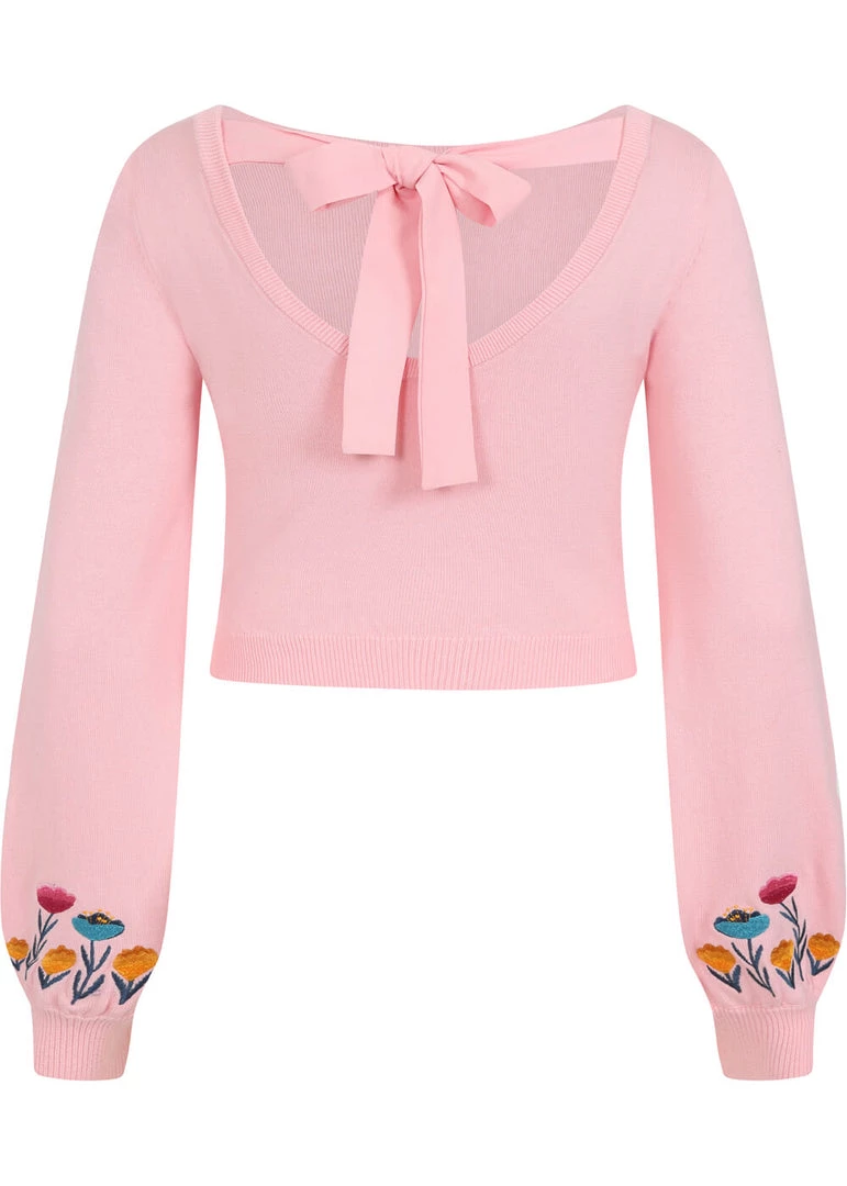 Collectif Rosy Bow Back 40's Jumper Pink