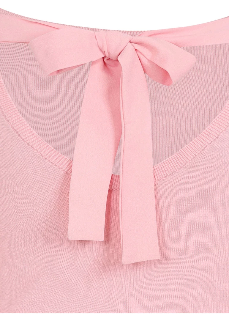 Collectif Rosy Bow Back 40's Jumper Pink