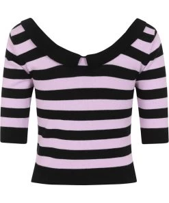 New In Collectif Babette Striped 40's Jumper Black Lila