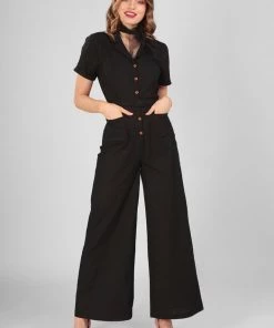 New In Collectif Caterina Vintage 40's Jumpsuit Black