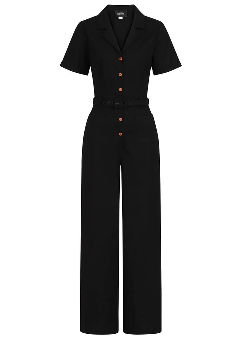 New In Collectif Caterina Vintage 40's Jumpsuit Black