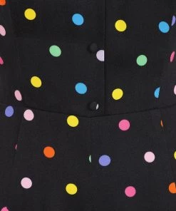 Collectif Thelma Rainbow Polka Dot 70's Jumpsuit Black