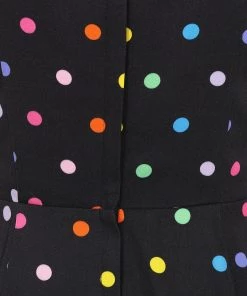 Collectif Thelma Rainbow Polka Dot 70's Jumpsuit Black