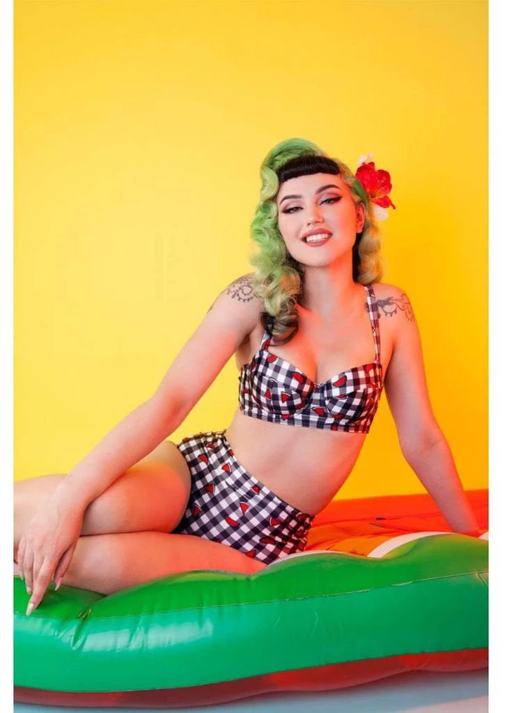 Collectif X Playful Promises Watermelon Gingham 50's Bikini Top New In