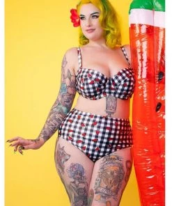 Collectif X Playful Promises Watermelon Gingham 50's Bikini Top New In