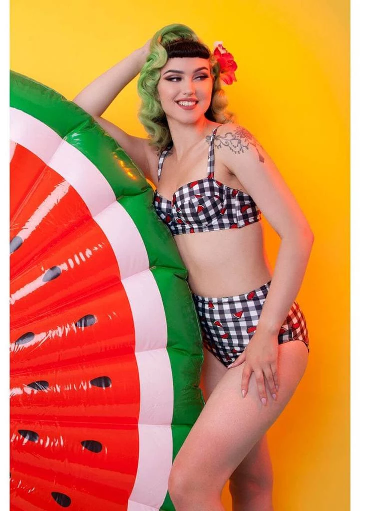 Collectif X Playful Promises Watermelon Gingham 50's Bikini Top New In