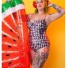 Collectif X Playful Promises Watermelon Gingham 50's One Piece Multi New In