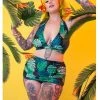 New In Collectif X Playful Promises Green Palm 50's Bikini Briefs Multi