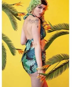 Collectif X Playful Promises Green Palm 50's Swimsuit Multi