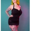 New In Collectif X Playful Promises Mesh Overlay 50's Swimsuit Black