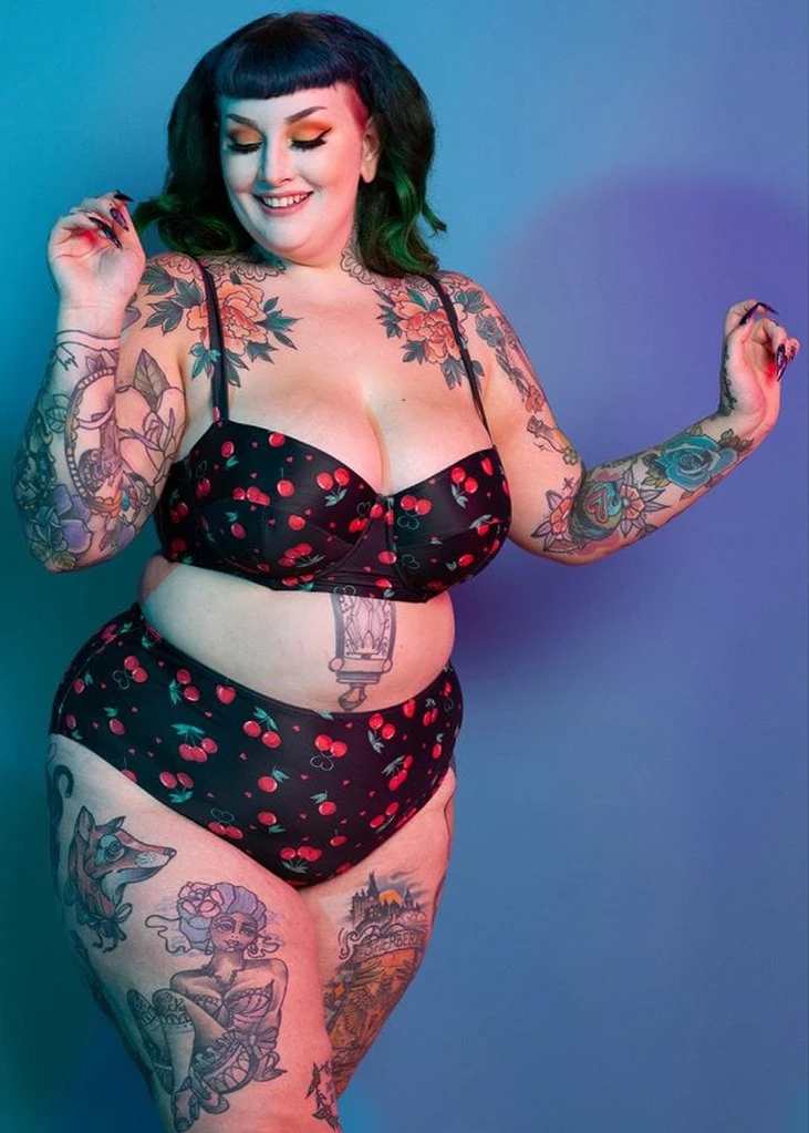Collectif X Playful Promises Cherry Love 50's Bikini Briefs Black