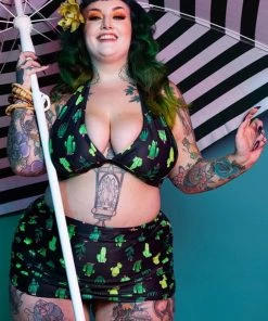 Collectif X Playful Promises Cactus 50's Bikini Briefs Black