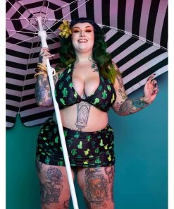 Collectif X Playful Promises Cactus 50's Bikini Briefs Black