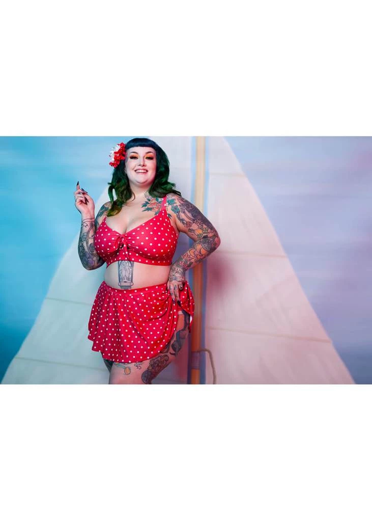 New In Collectif X Playful Promises Polkadot Knot 50's Bikini Briefs Skirt Red