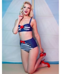 Collectif X Playful Promises Nautical 50's Bikini Top Multicolour New In