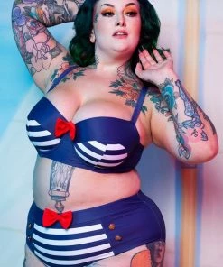 Collectif X Playful Promises Nautical 50's Bikini Top Multicolour New In