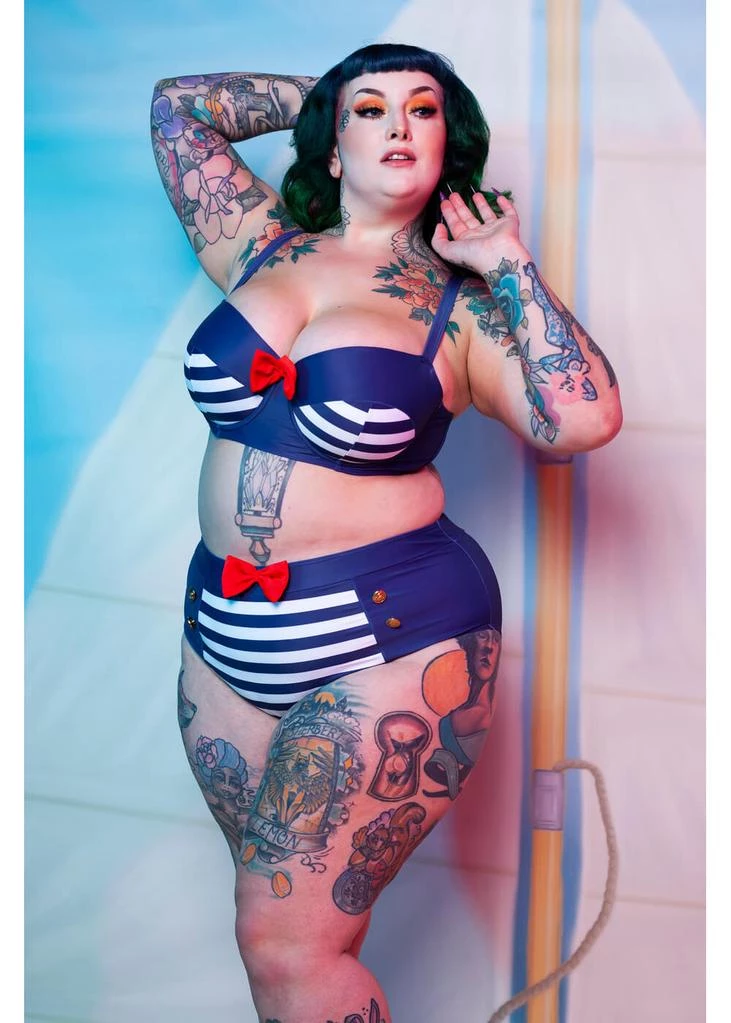 New In Collectif X Playful Promises Nautical 50's Bikini Briefs Multi