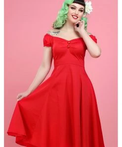 Collectif Dolores Classic 50's Swing Dress Red New In