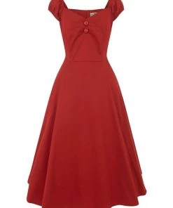 Collectif Dolores Classic 50's Swing Dress Red New In
