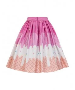 Collectif Jasmine Ice Cream 50's Swing Skirt Pink