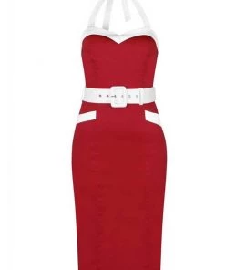 Collectif Georgie Nautical 50's Pencil Dress Red