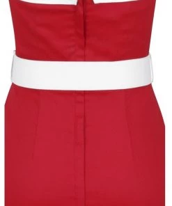 Collectif Georgie Nautical 50's Pencil Dress Red