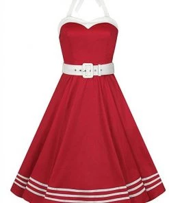 Collectif Georgie Nautical 50's Swing Dress Red