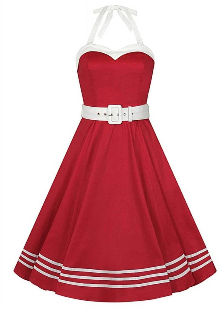Collectif Georgie Nautical 50's Swing Dress Red