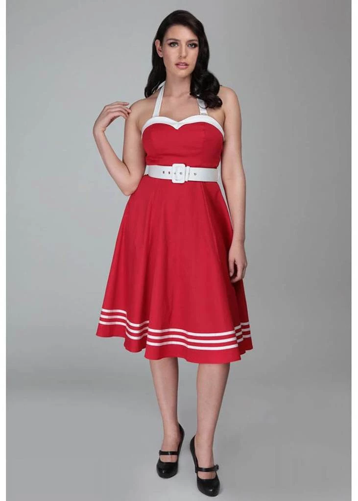 Collectif Georgie Nautical 50's Swing Dress Red