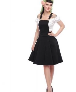 Collectif Kayden Braces 50's Swing Dress Black New In