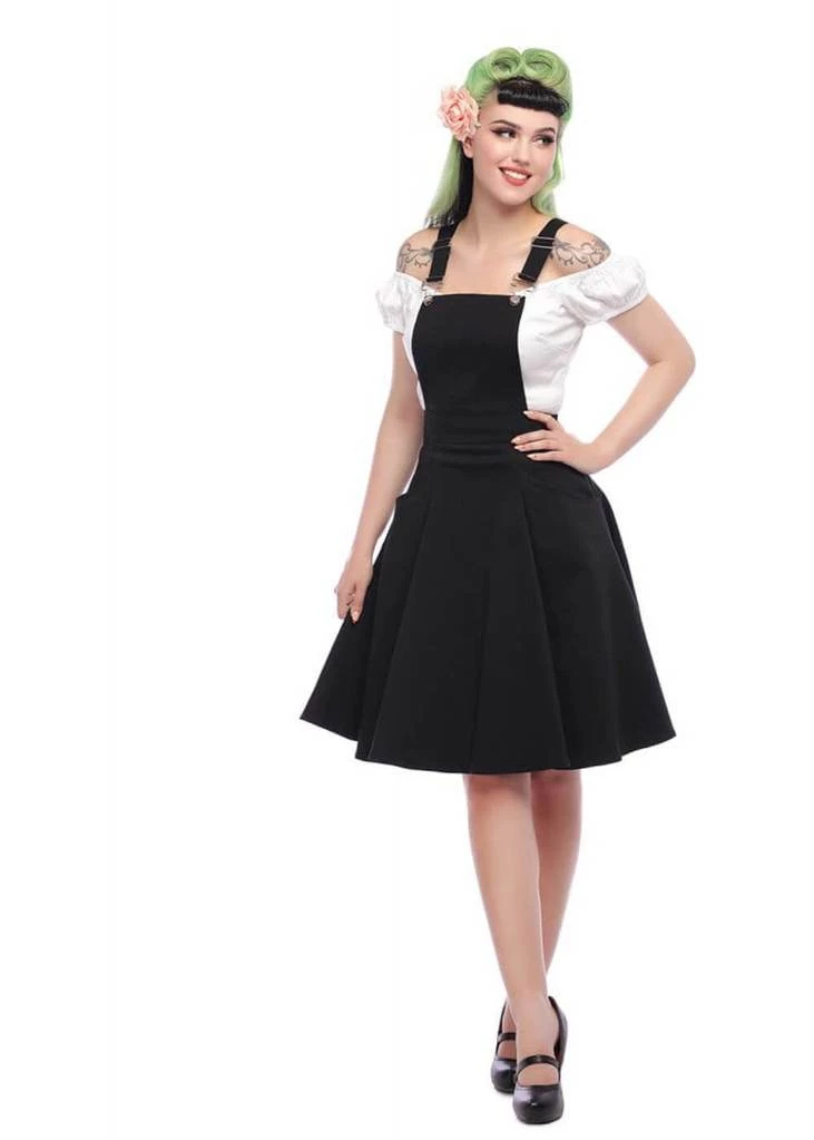 Collectif Kayden Braces 50's Swing Dress Black New In