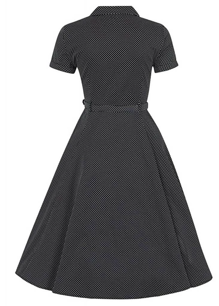 Collectif Caterina Mini Polkadot 40's Swing Dress Black New In