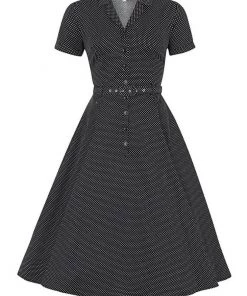 Collectif Caterina Mini Polkadot 40's Swing Dress Black New In